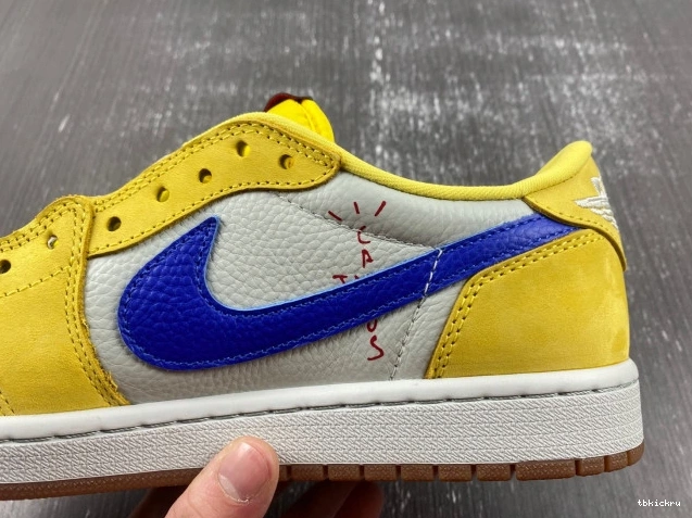 Rep TBkick DZ4137-700 Canary Low Air Jordan Scott x 1 OG Travis 0716